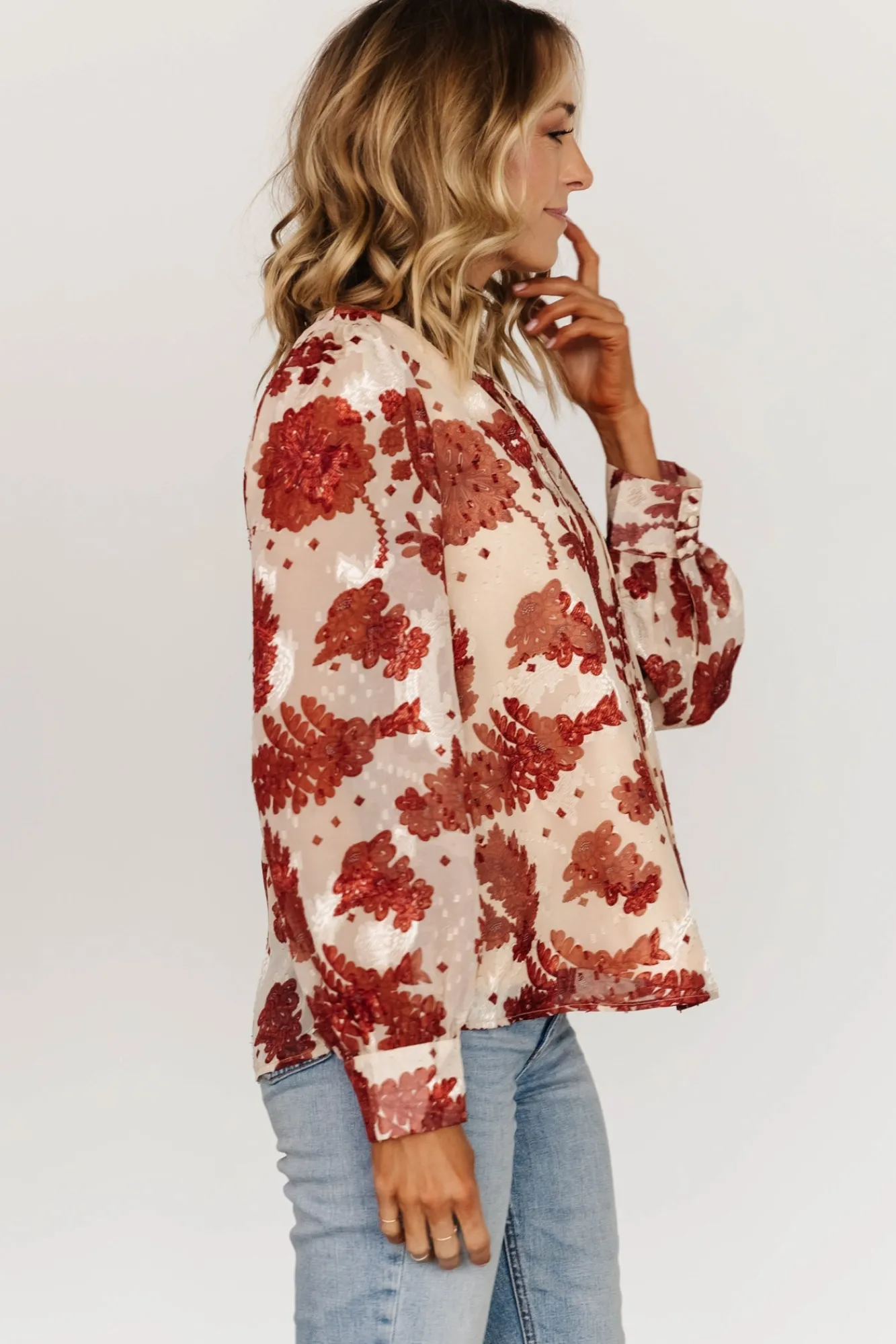 Baltic Born Charlotte Tie Blouse | Cream + Rust
