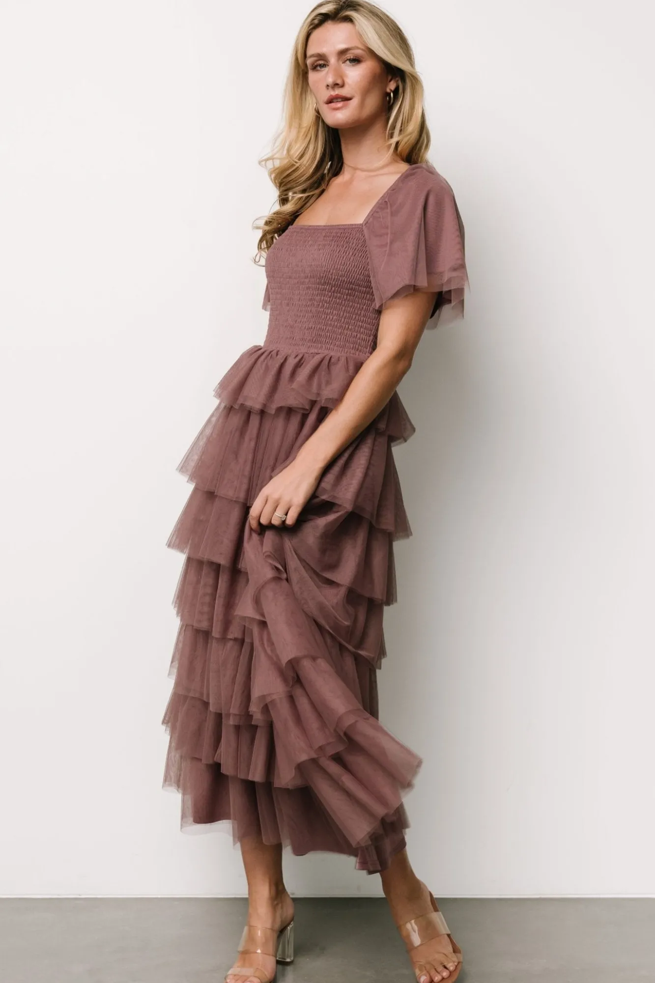 Baltic Born Cherise Tulle Tiered Dress | Dusty Lavender