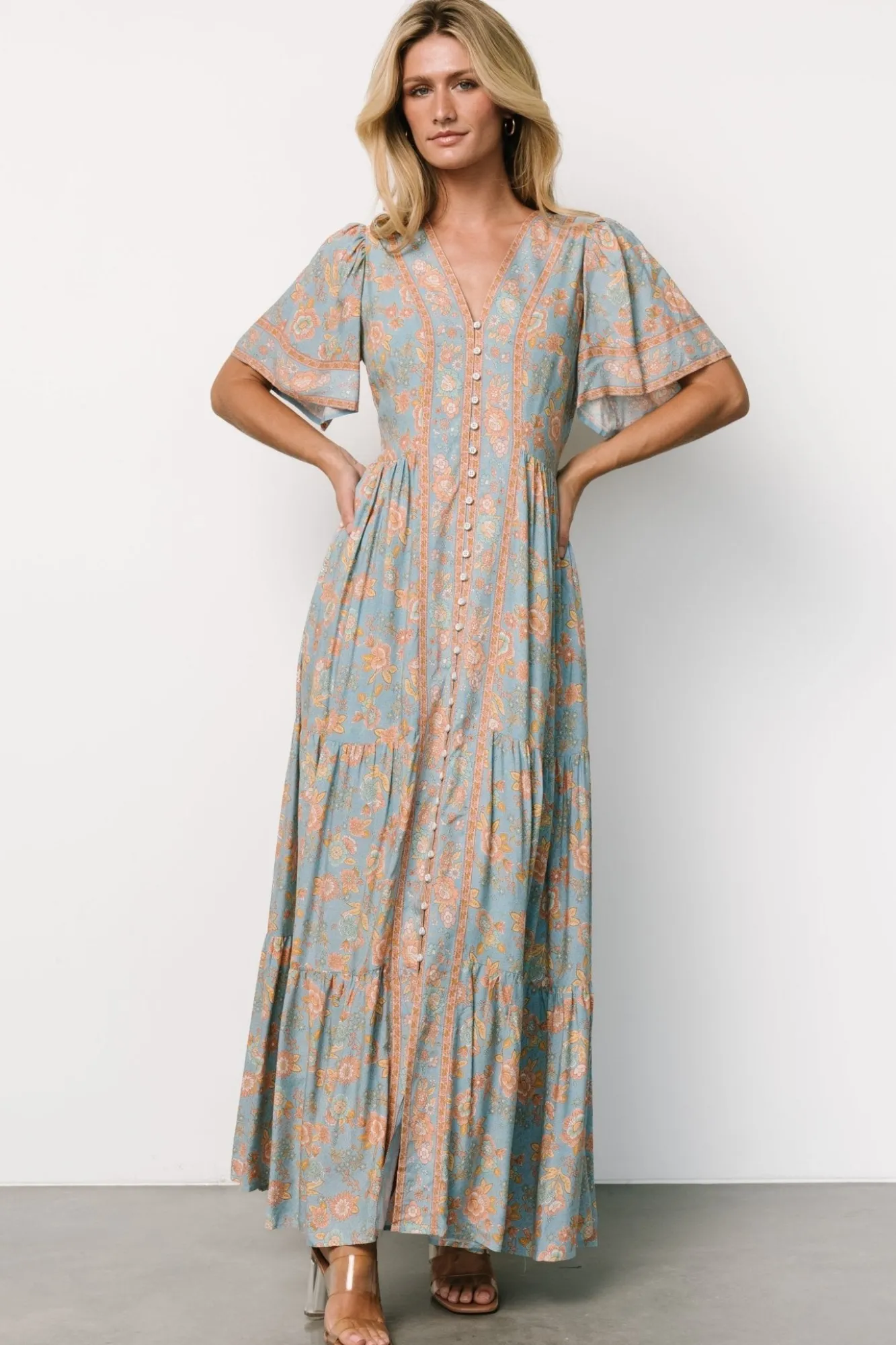 Baltic Born Cheryl Maxi Dress | Dusty Blue Floral