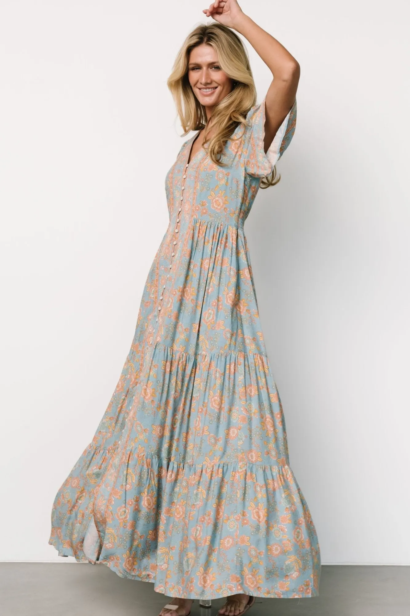 Baltic Born Cheryl Maxi Dress | Dusty Blue Floral