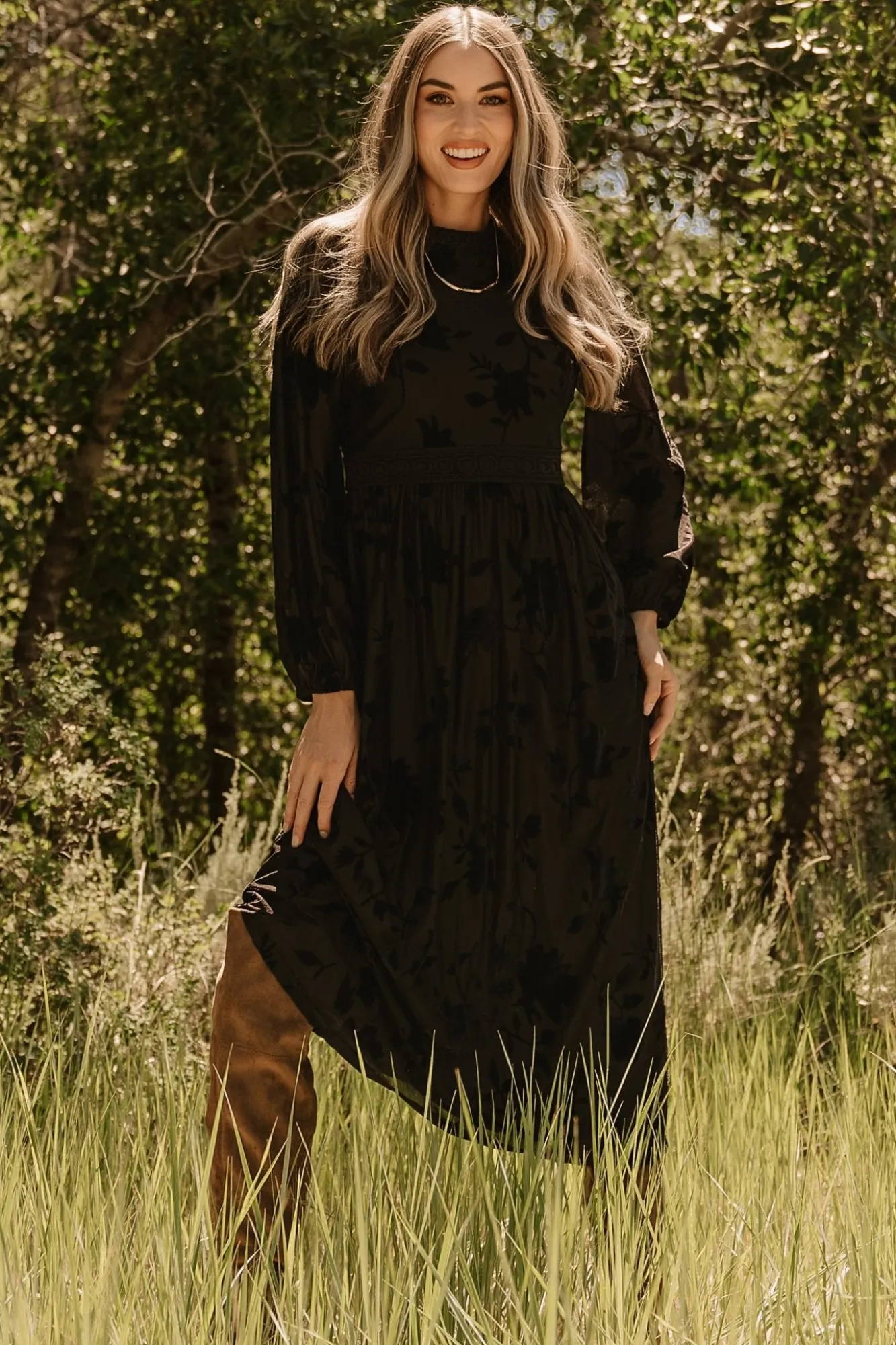 Baltic Born Christine Velvet Embossed Midi Dress |