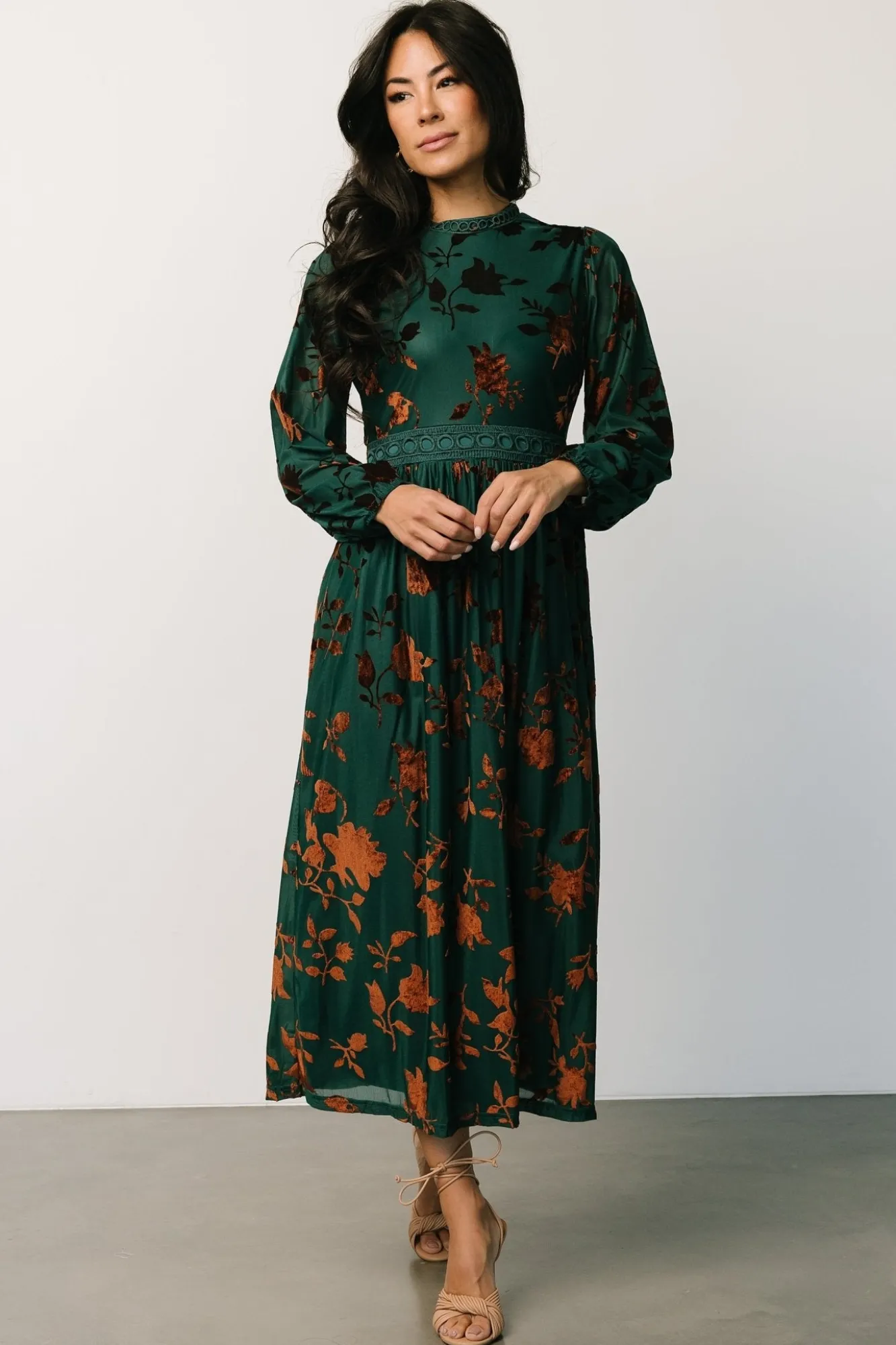 Baltic Born Christine Velvet Embossed Midi Dress |