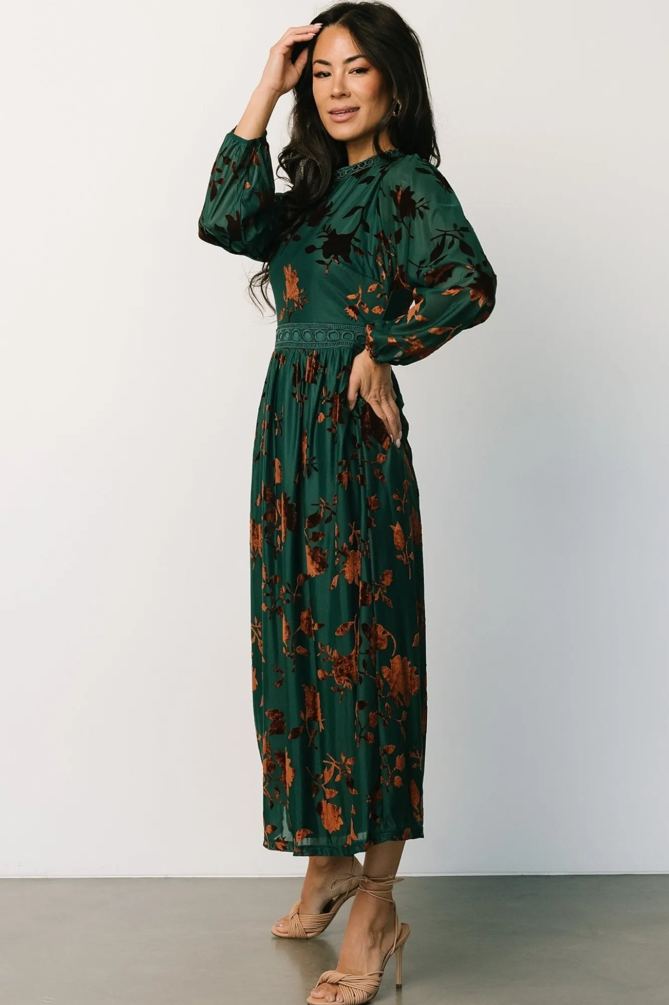 Baltic Born Christine Velvet Embossed Midi Dress |