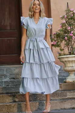 Baltic Born Chrysanthi Tiered Dress | Light Blue