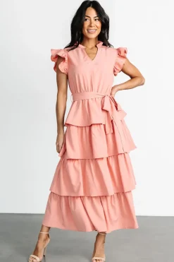 Baltic Born Chrysanthi Tiered Dress | Dusty Coral