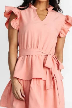 Baltic Born Chrysanthi Tiered Dress | Dusty Coral