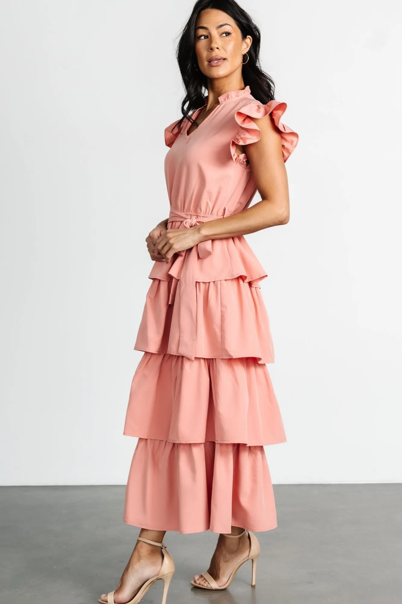 Baltic Born Chrysanthi Tiered Dress | Dusty Coral