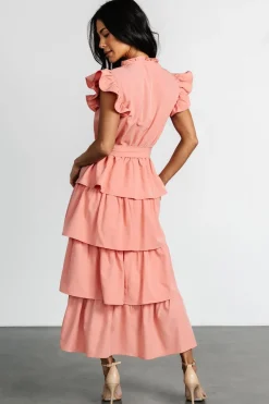 Baltic Born Chrysanthi Tiered Dress | Dusty Coral