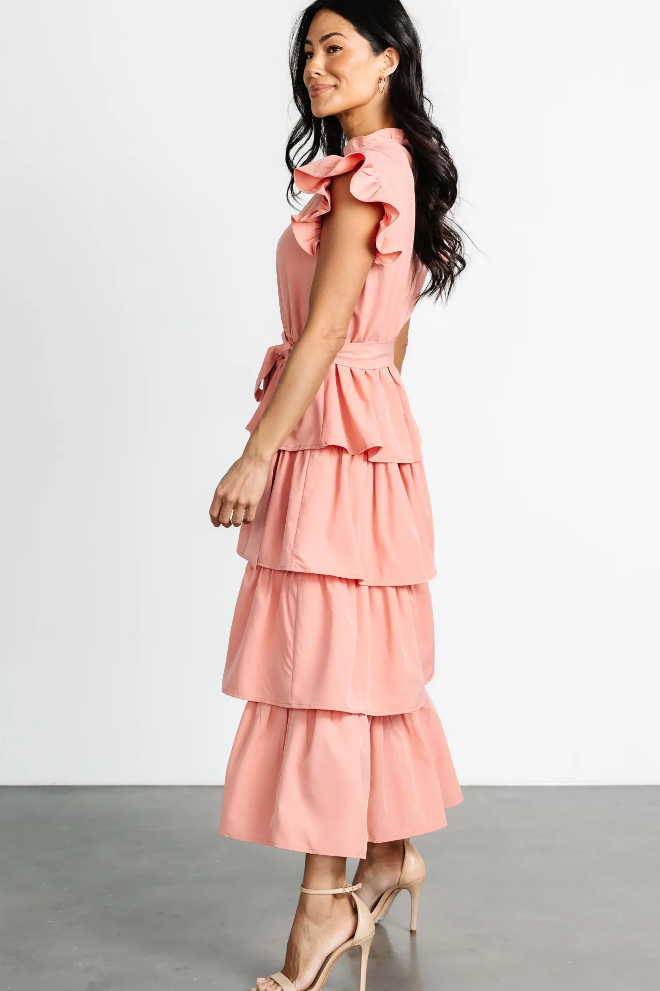Baltic Born Chrysanthi Tiered Dress | Dusty Coral