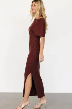Baltic Born Clara Ribbed Sweater Dress | Mahogany Brown