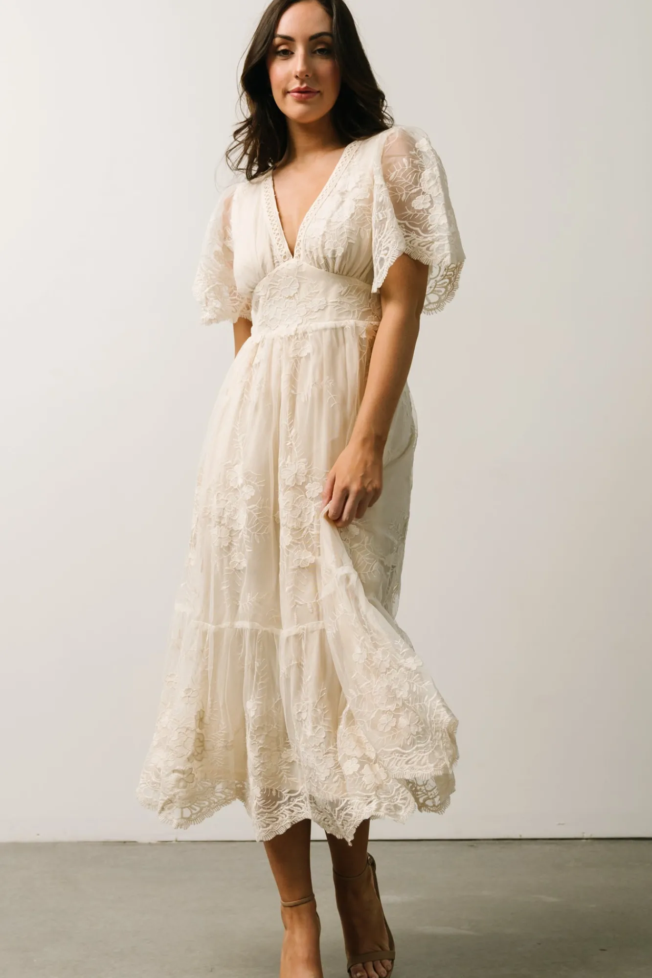 Baltic Born Clarisa Lace Midi Dress | Vintage Cream