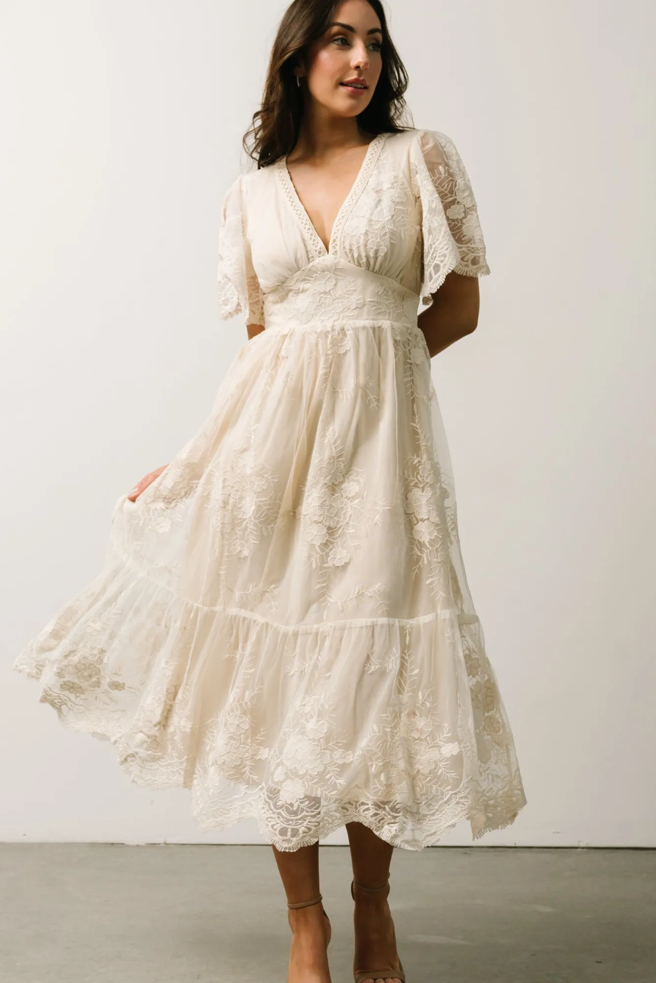Baltic Born Clarisa Lace Midi Dress | Vintage Cream