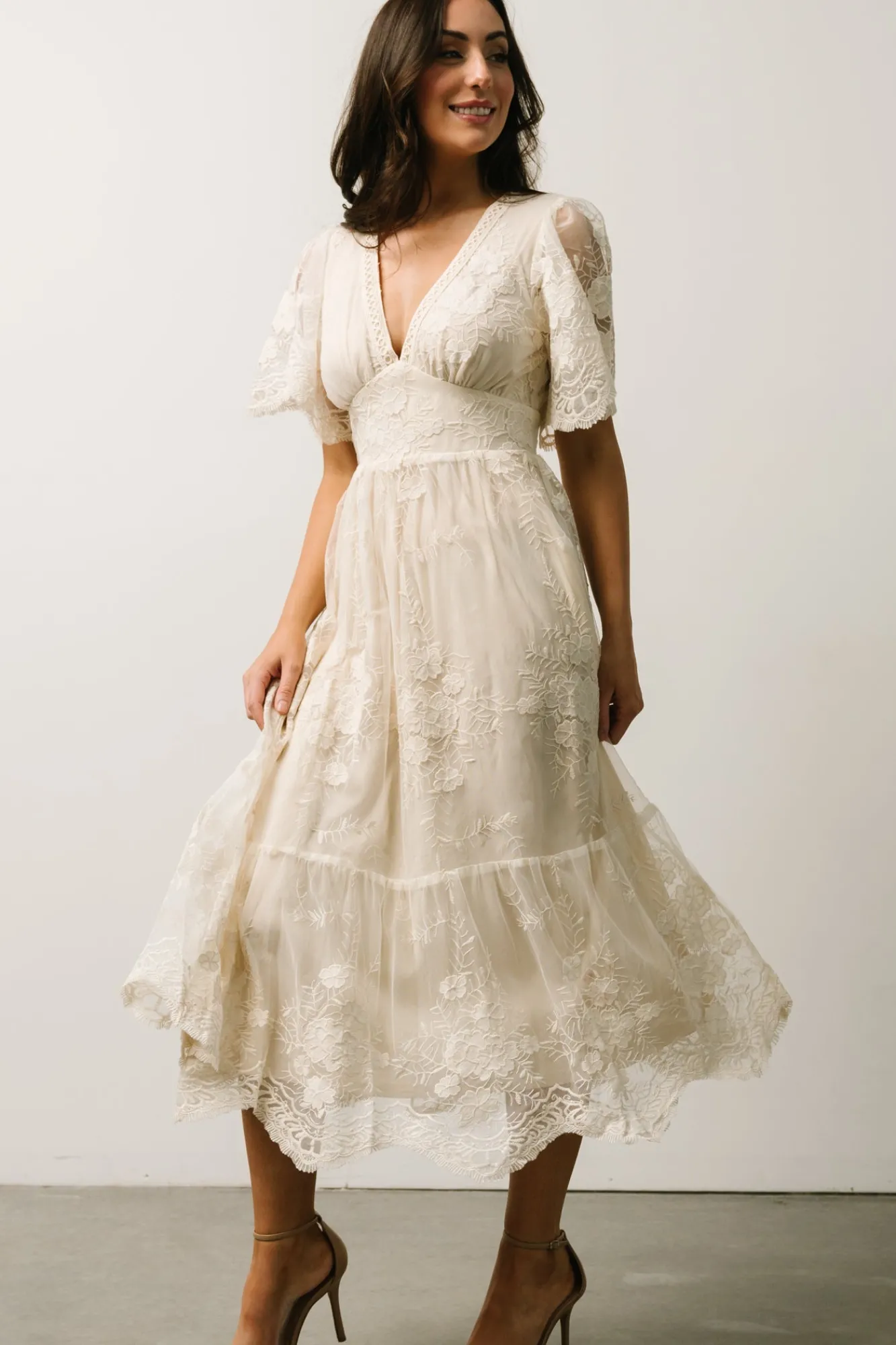 Baltic Born Clarisa Lace Midi Dress | Vintage Cream