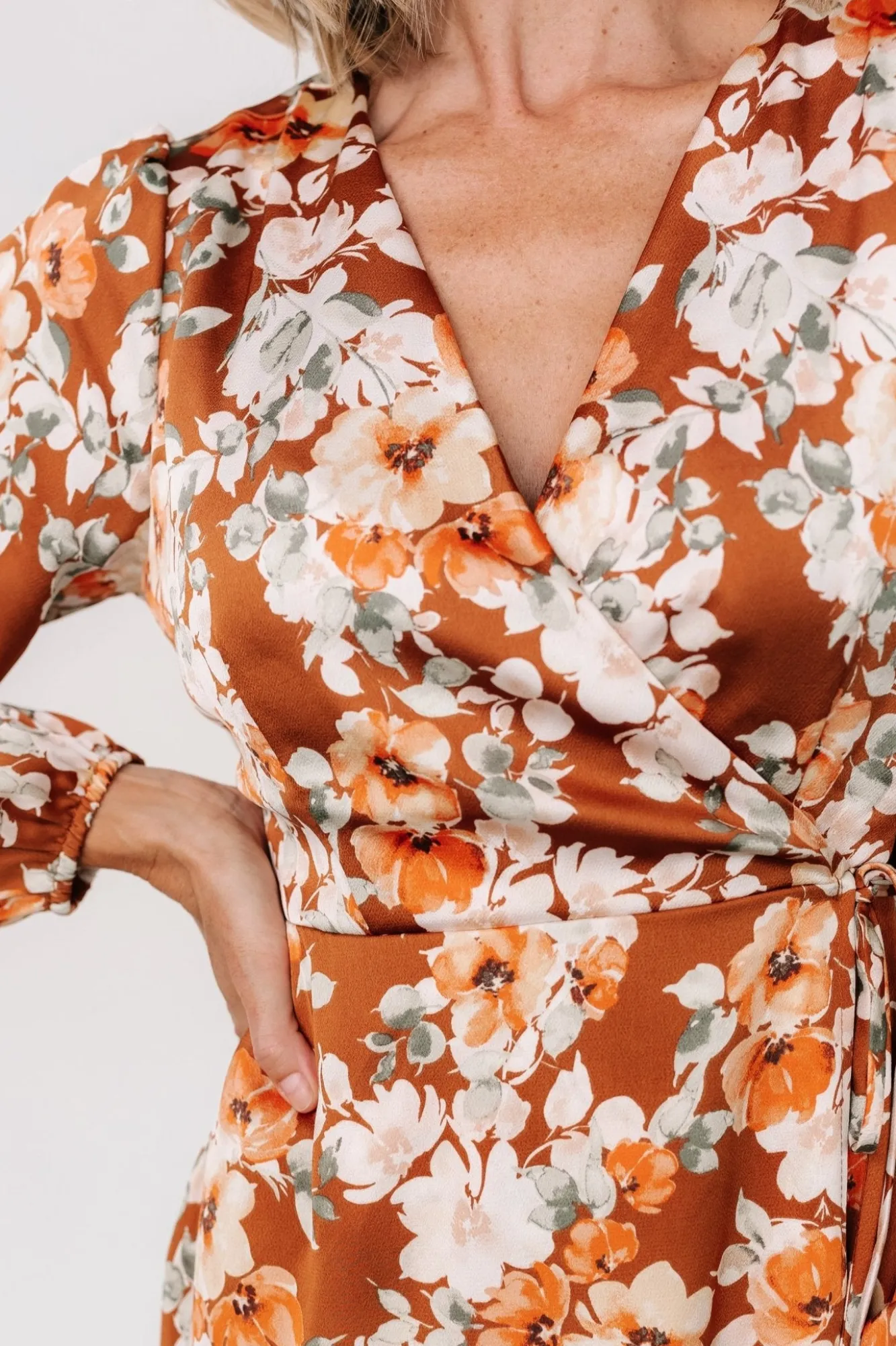 Baltic Born Clarissa Faux Wrap Midi Dress | Copper + Ivory