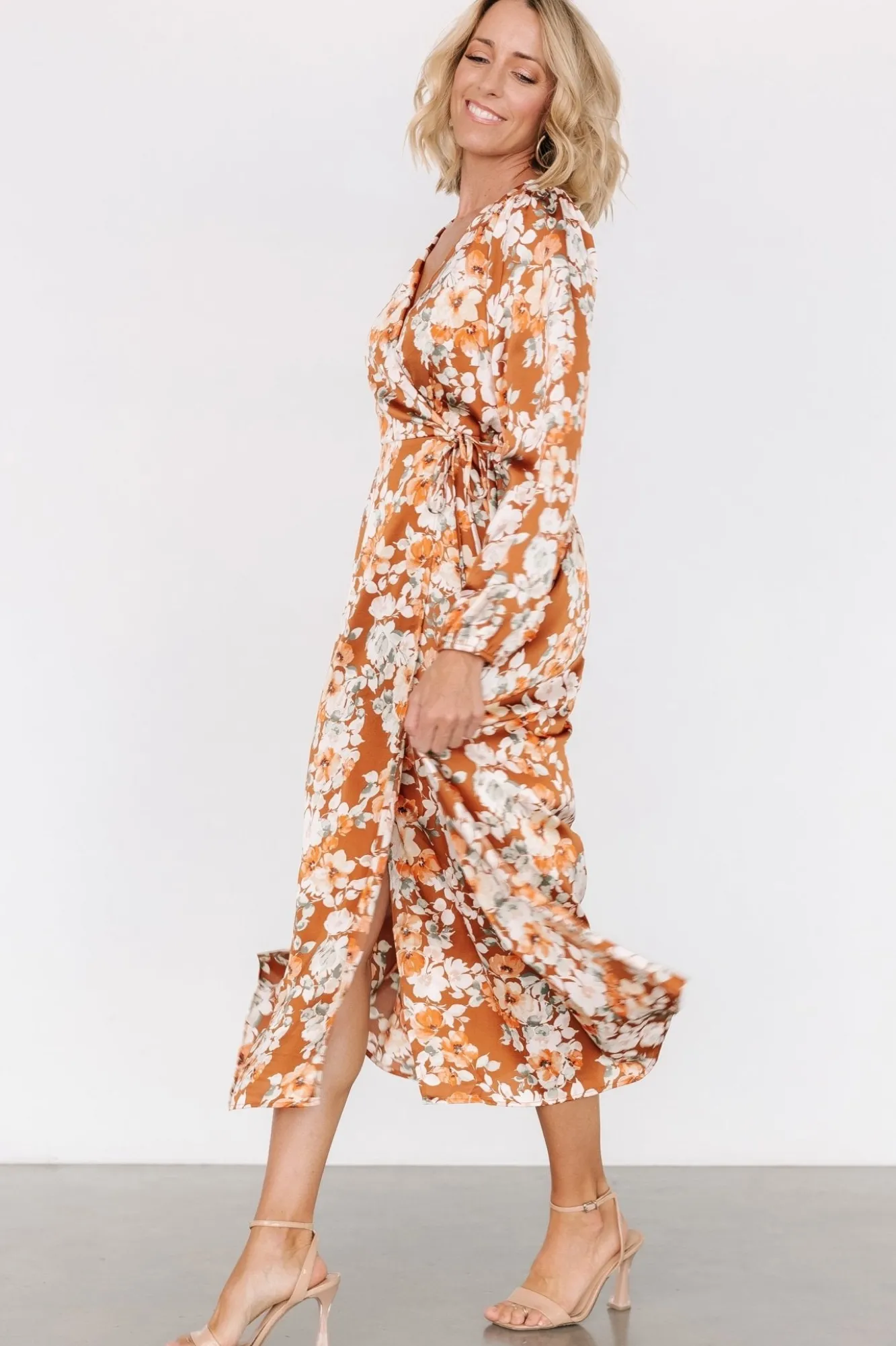 Baltic Born Clarissa Faux Wrap Midi Dress | Copper + Ivory