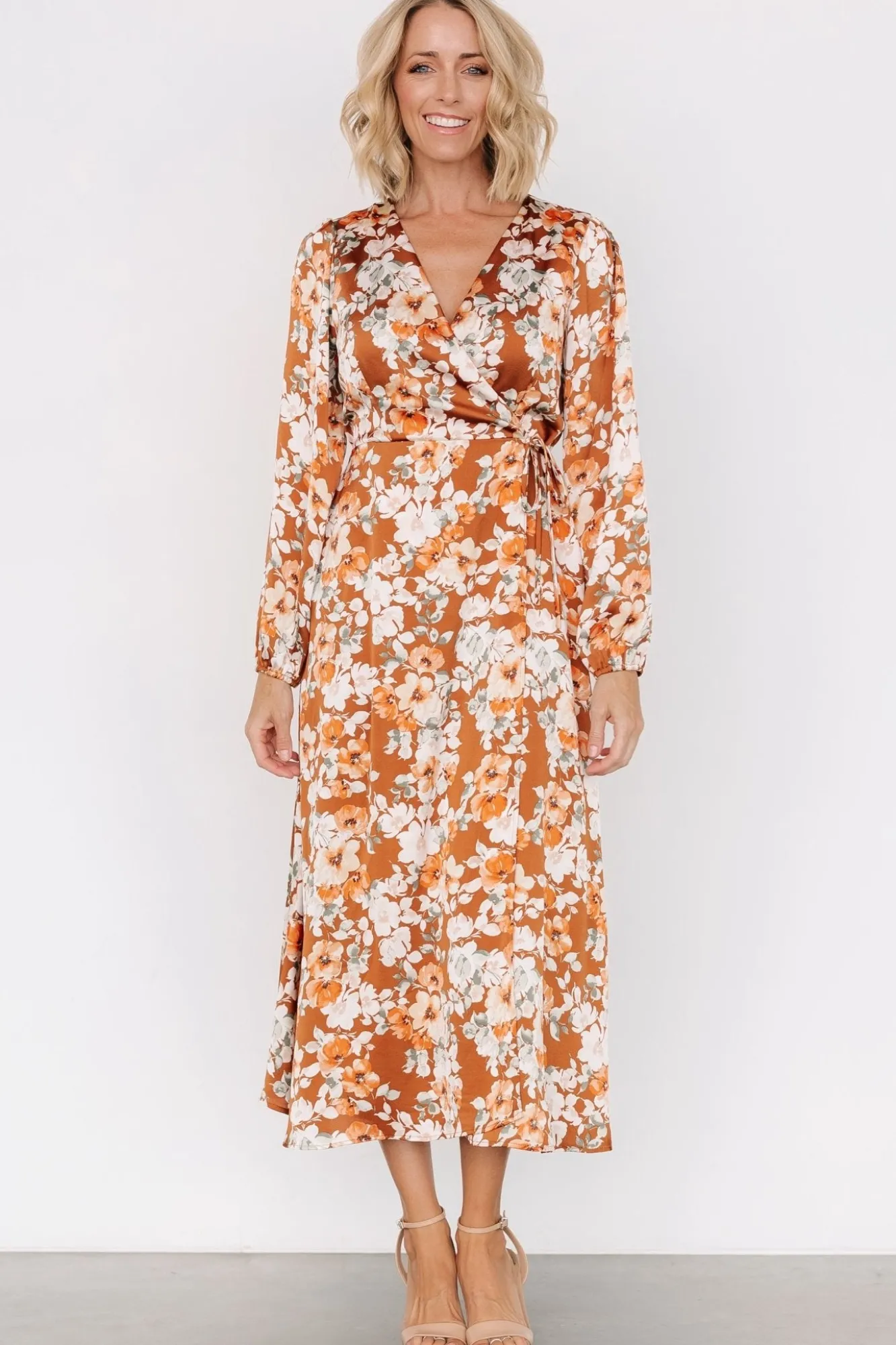 Baltic Born Clarissa Faux Wrap Midi Dress | Copper + Ivory
