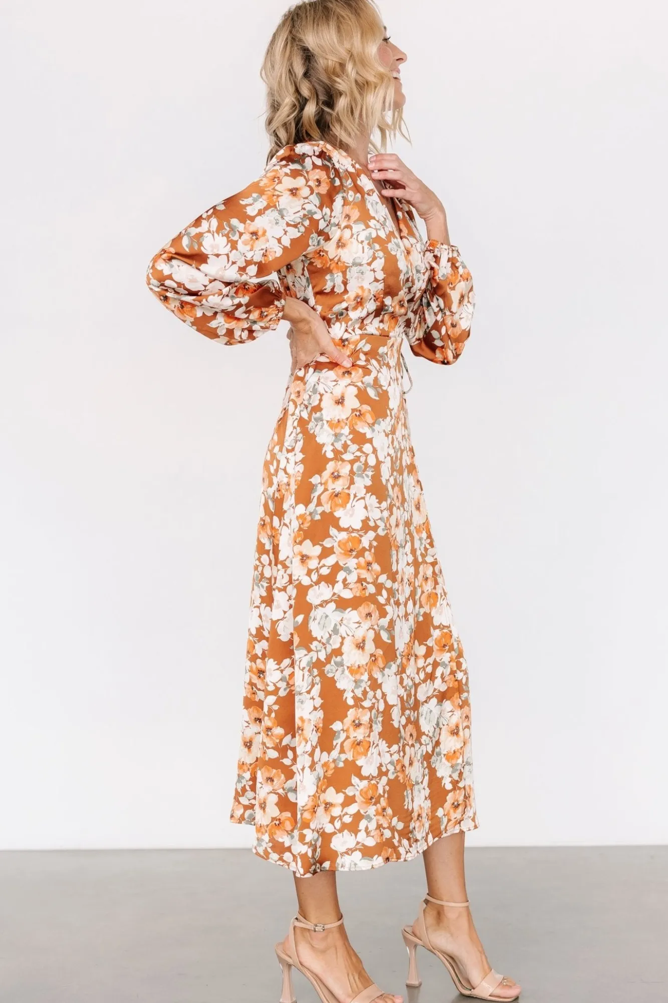Baltic Born Clarissa Faux Wrap Midi Dress | Copper + Ivory