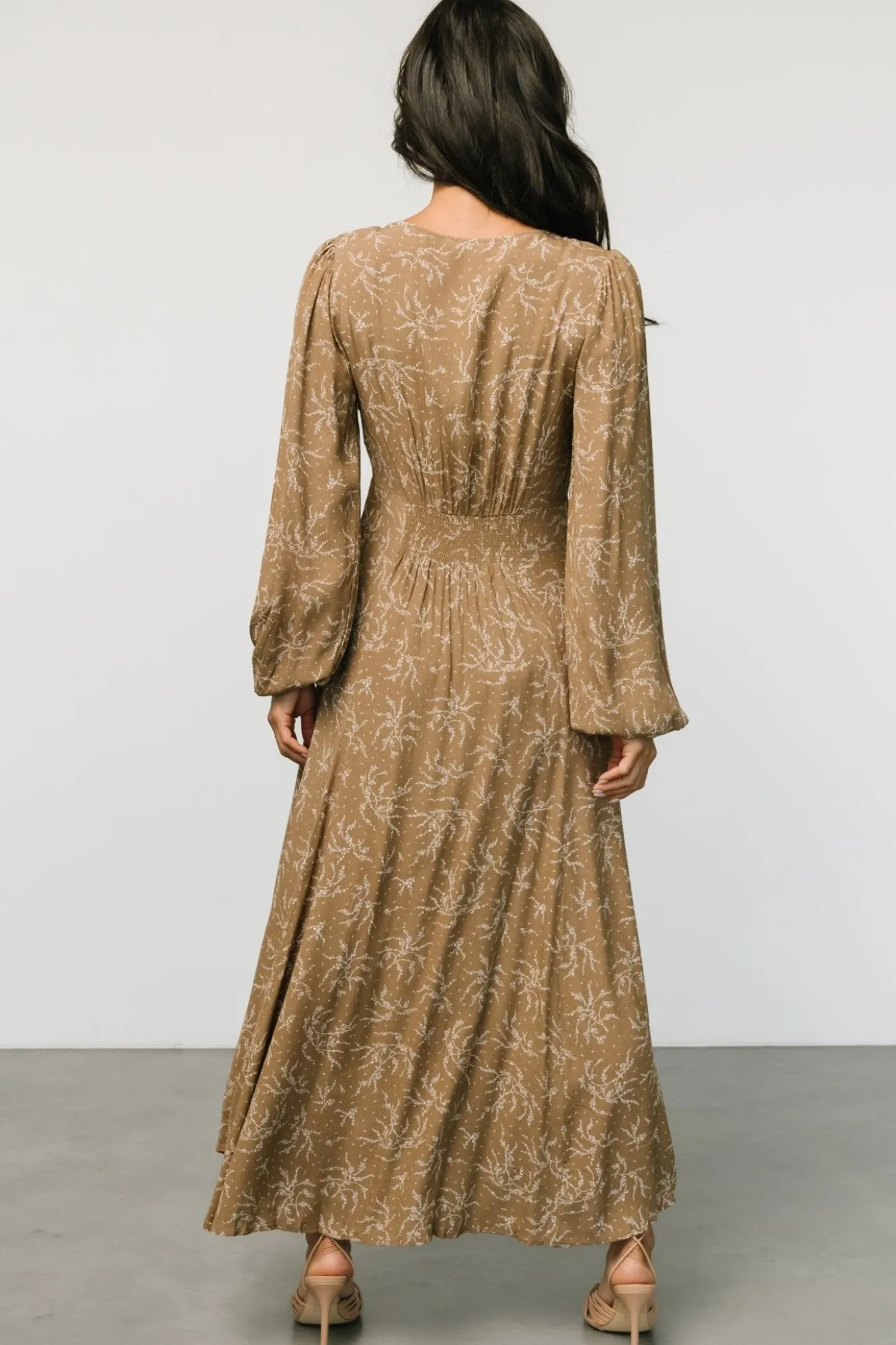 Baltic Born Claudine Maxi Dress | Dusty Brown Print