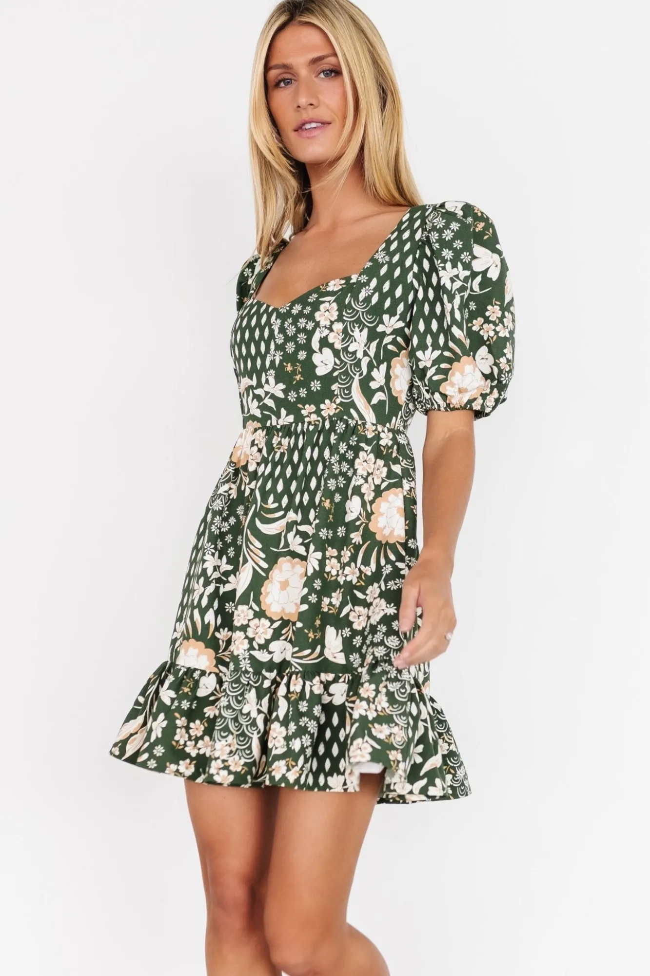Baltic Born Clea Sweetheart Mini Dress | Olive Multi