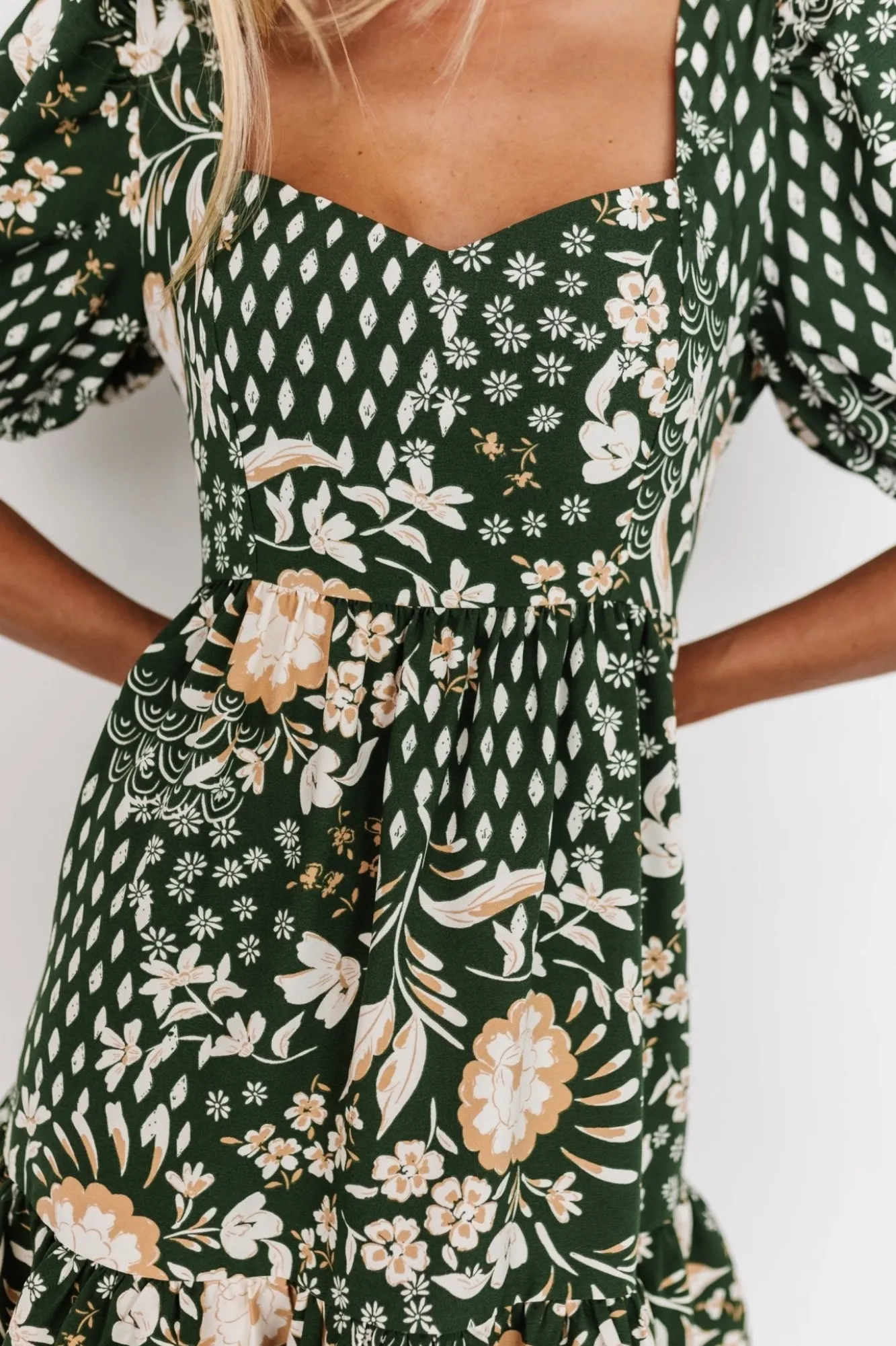 Baltic Born Clea Sweetheart Mini Dress | Olive Multi