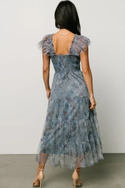 Baltic Born Clementine Tulle Midi Dress | Dusty Blue Floral