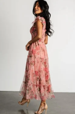 Baltic Born Clementine Tulle Midi Dress | Pink Rose Floral