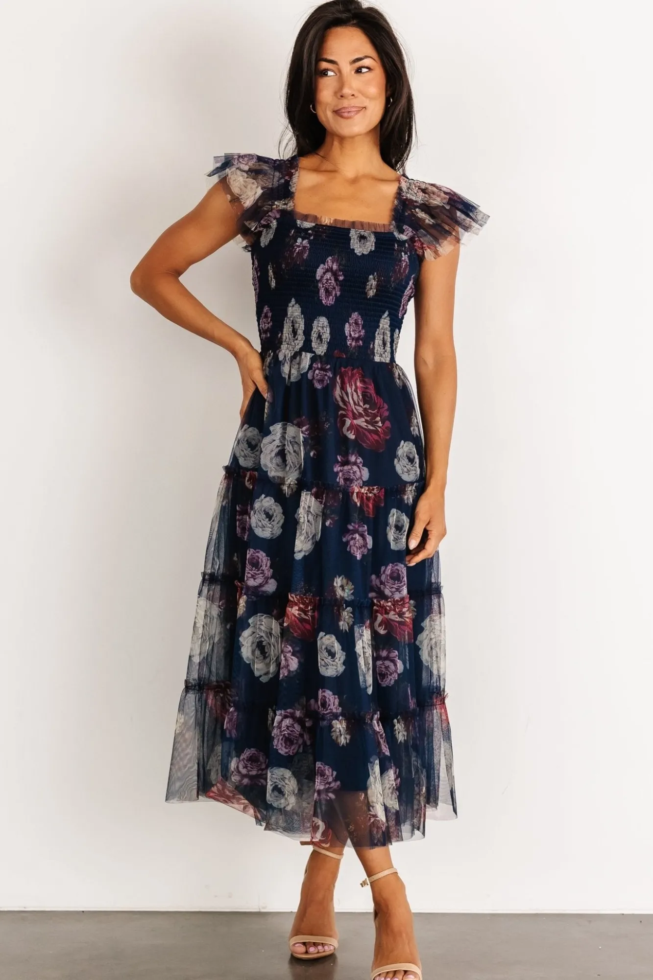 Baltic Born Clementine Tulle Midi Dress | Navy Floral