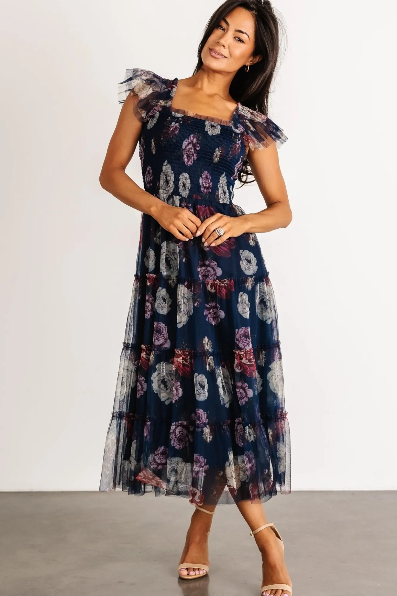 Baltic Born Clementine Tulle Midi Dress | Navy Floral
