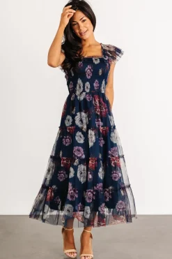 Baltic Born Clementine Tulle Midi Dress | Navy Floral