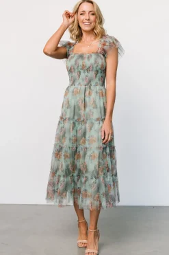 Baltic Born Clementine Tulle Midi Dress | Sage Multi Floral