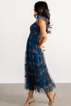Baltic Born Clementine Tulle Midi Dress | Persian Blue + Rust