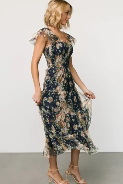 Baltic Born Clementine Tulle Midi Dress | Blue + Golden Floral