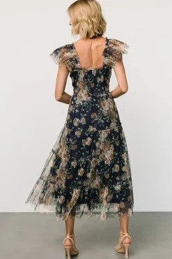 Baltic Born Clementine Tulle Midi Dress | Blue + Golden Floral