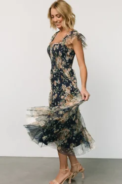 Baltic Born Clementine Tulle Midi Dress | Blue + Golden Floral