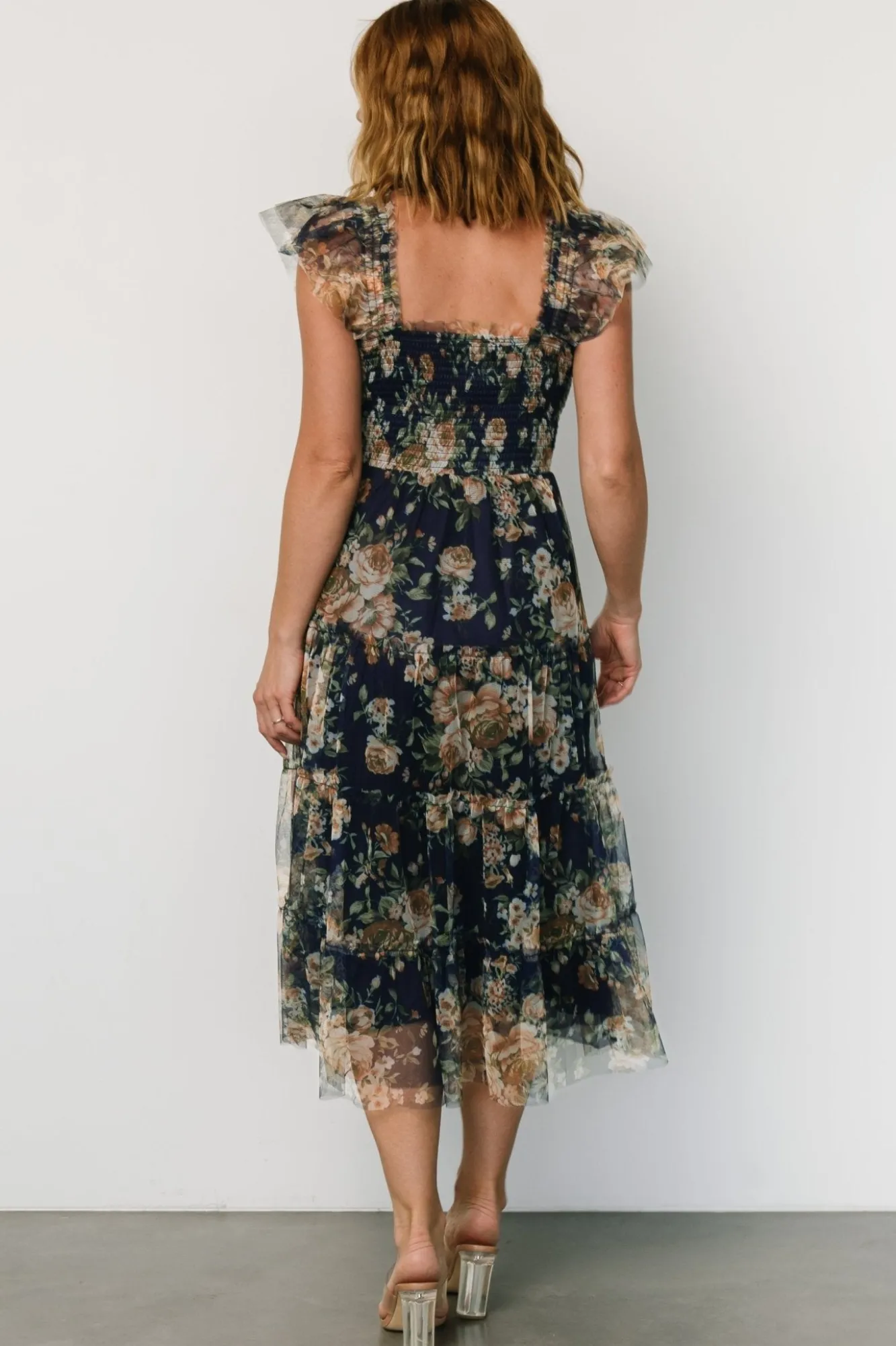 Baltic Born Clementine Tulle Midi Dress | Blue + Golden Floral