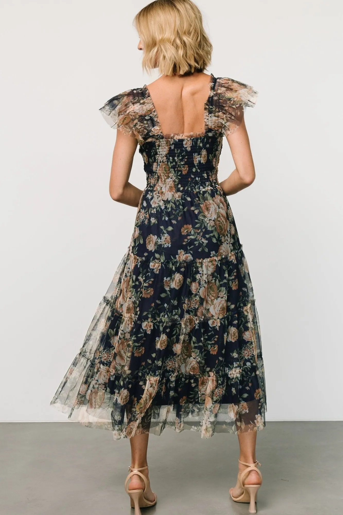 Baltic Born Clementine Tulle Midi Dress | Blue + Golden Floral