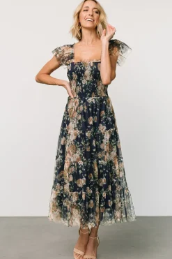 Baltic Born Clementine Tulle Midi Dress | Blue + Golden Floral