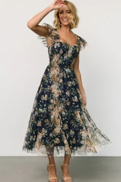 Baltic Born Clementine Tulle Midi Dress | Blue + Golden Floral