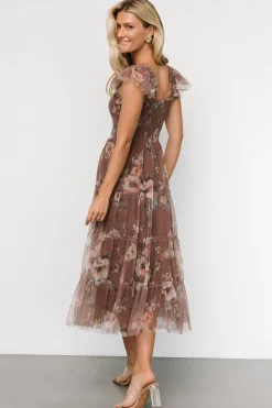 Baltic Born Clementine Tulle Midi Dress | Vintage Taupe Floral
