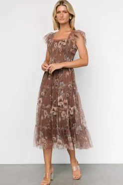 Baltic Born Clementine Tulle Midi Dress | Vintage Taupe Floral