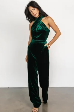 Baltic Born Cleopatra Velvet Jumpsuit | Dark Green