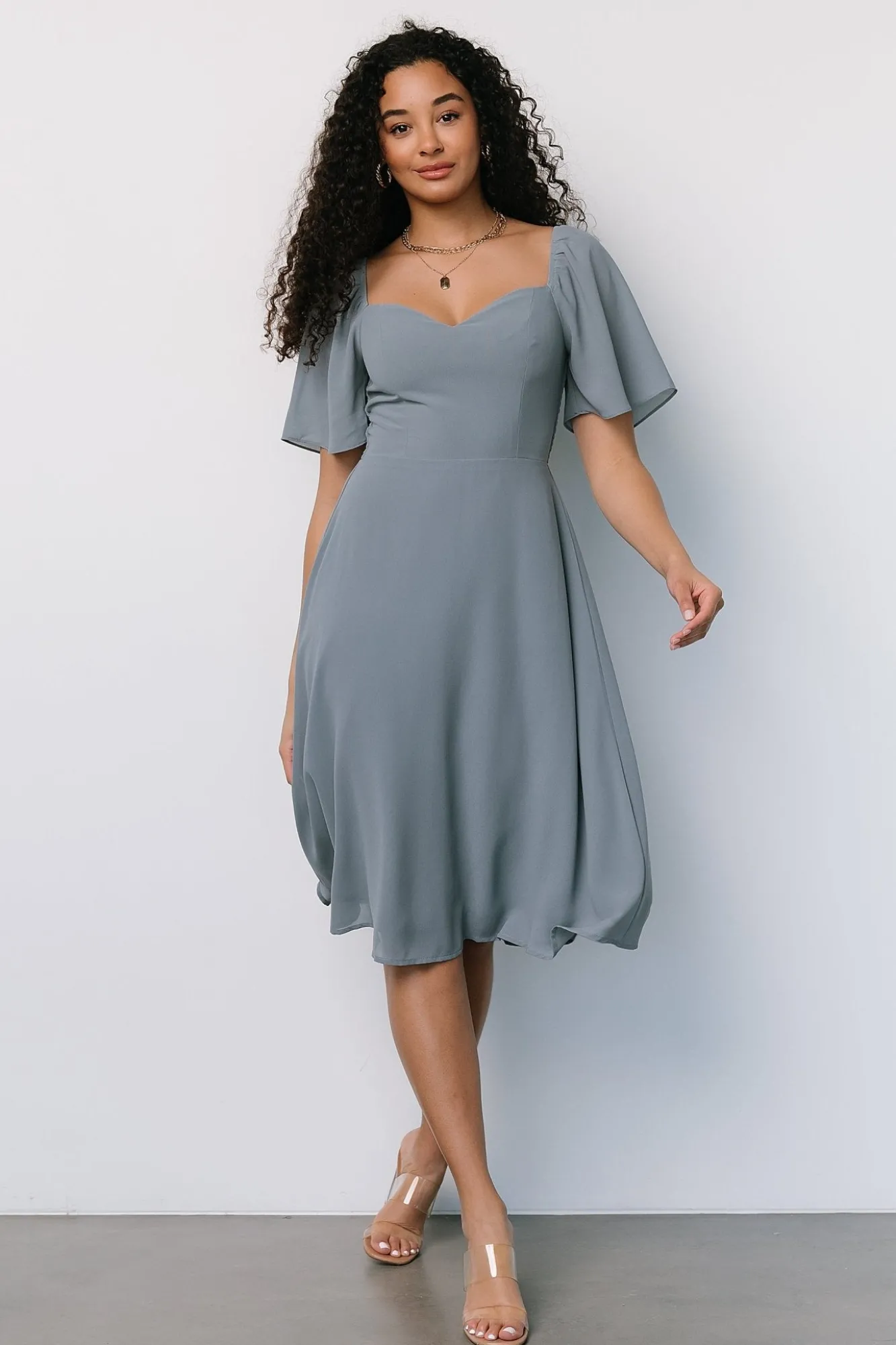 Baltic Born Colette Sweetheart Midi Dress | Dusty Blue