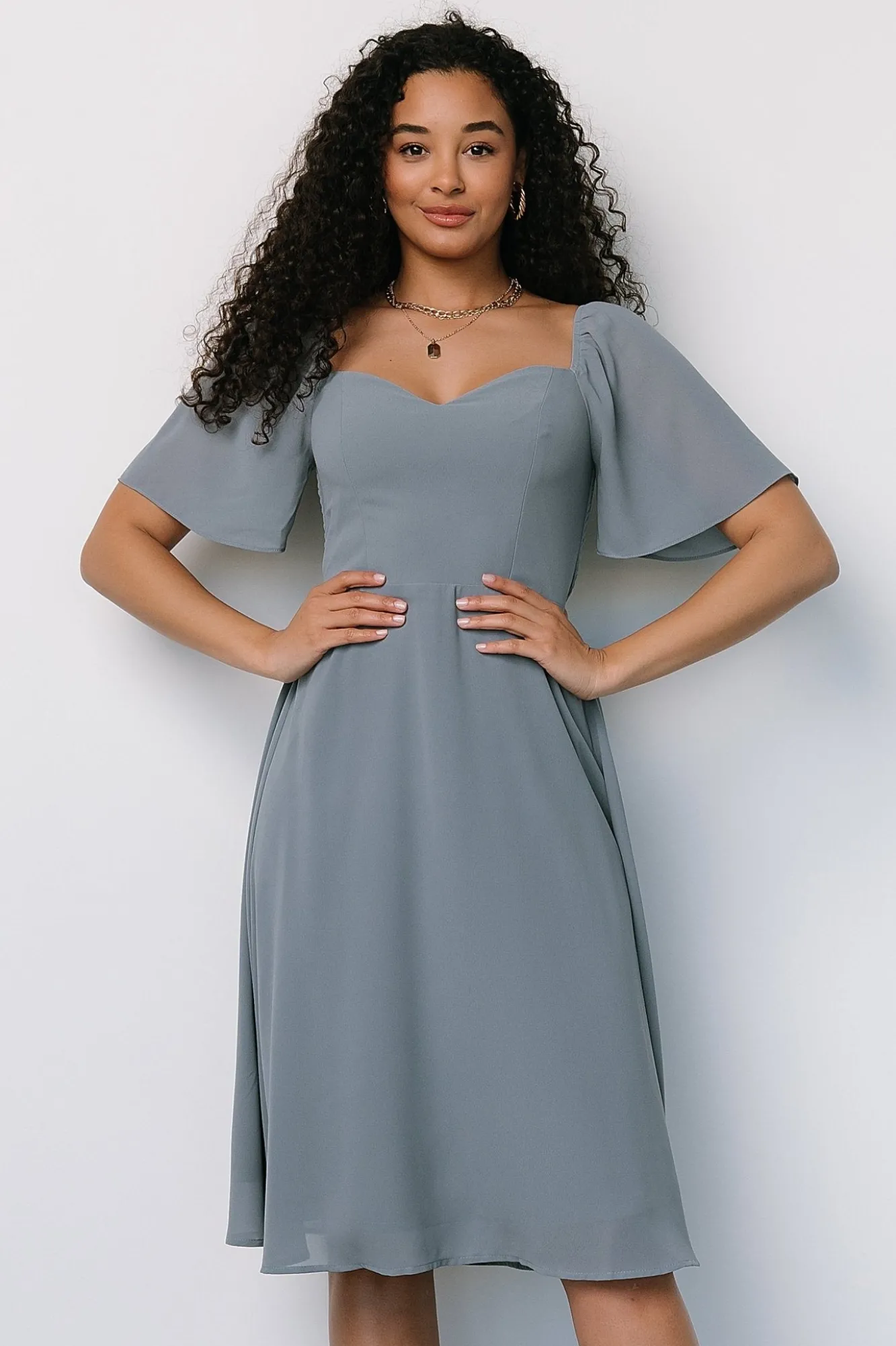 Baltic Born Colette Sweetheart Midi Dress | Dusty Blue