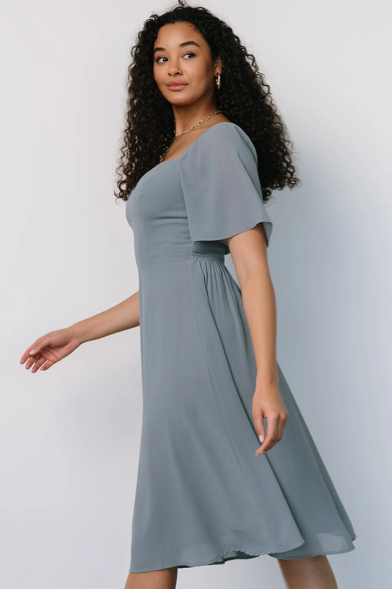 Baltic Born Colette Sweetheart Midi Dress | Dusty Blue