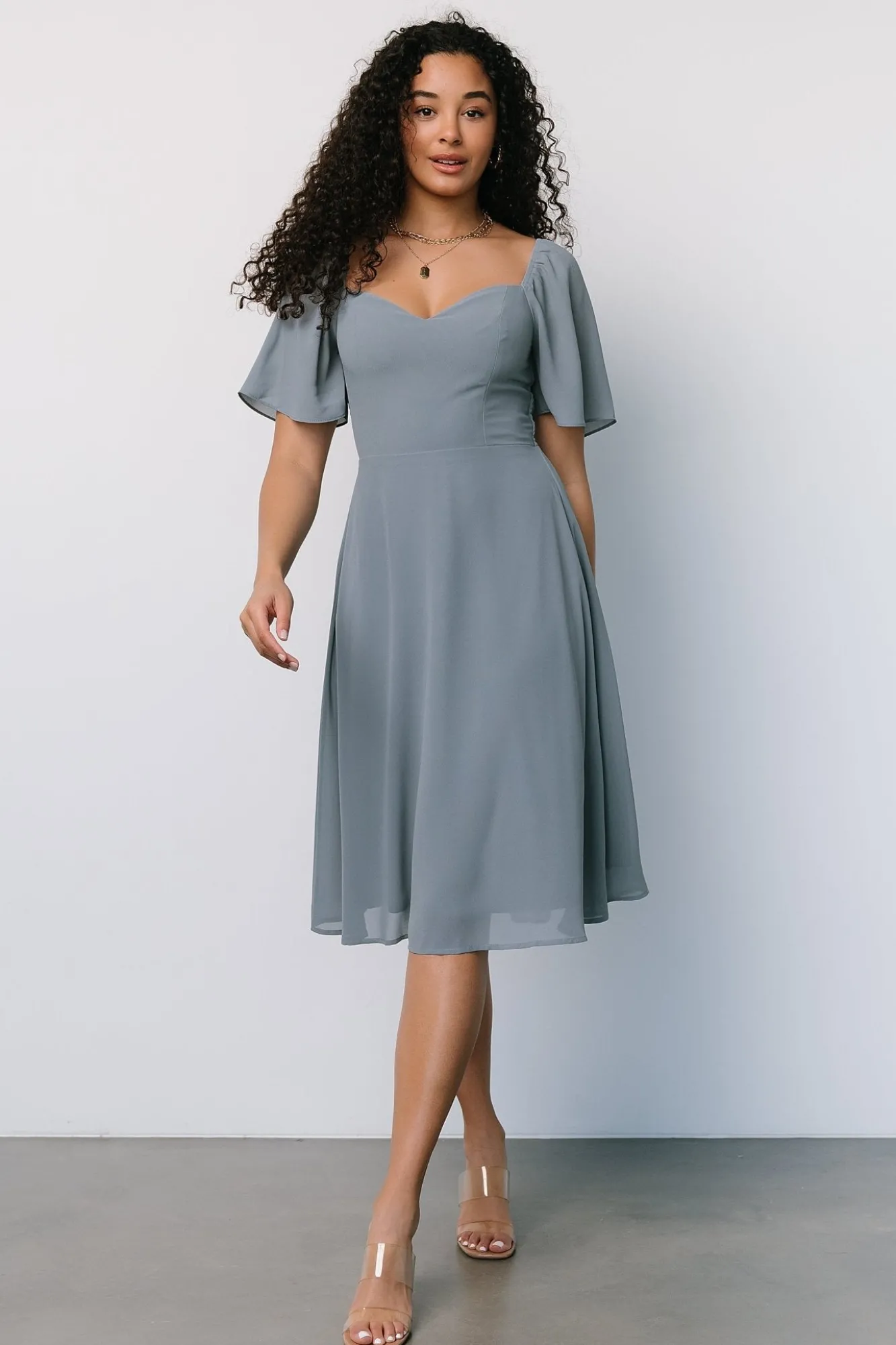 Baltic Born Colette Sweetheart Midi Dress | Dusty Blue