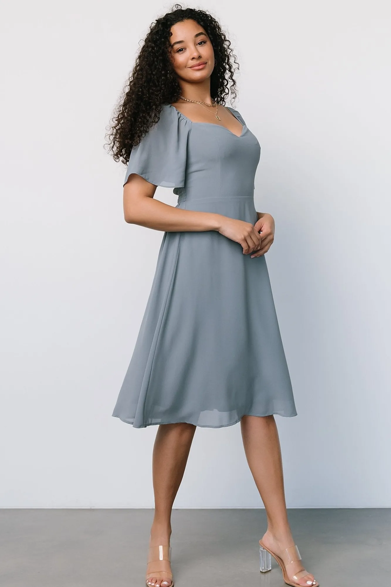 Baltic Born Colette Sweetheart Midi Dress | Dusty Blue