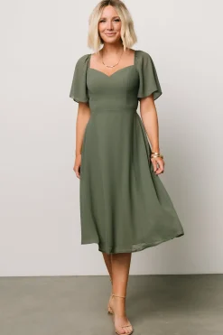 Baltic Born Colette Sweetheart Midi Dress | Dark Sage