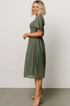 Baltic Born Colette Sweetheart Midi Dress | Dark Sage