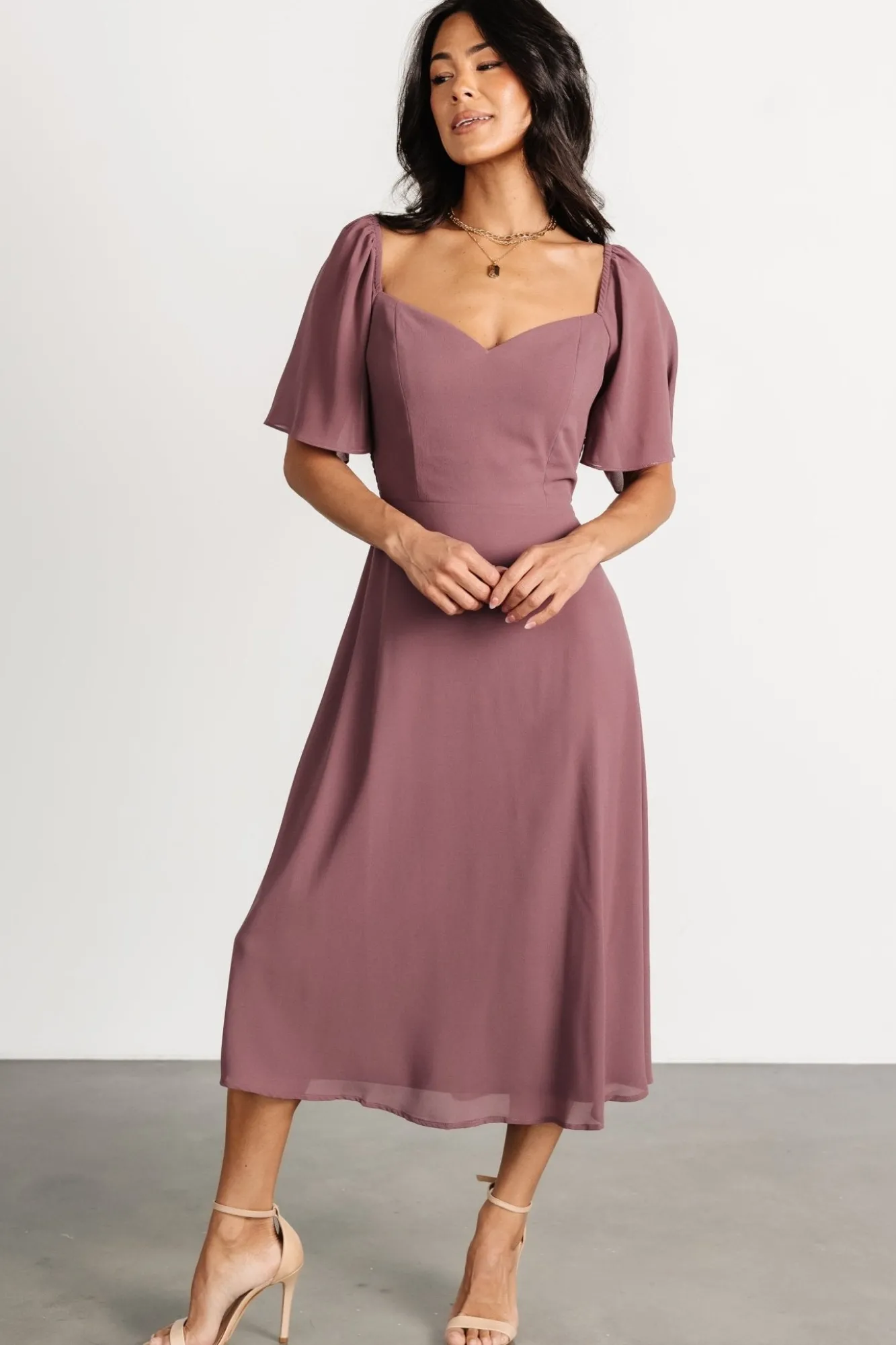 Baltic Born Colette Sweetheart Midi Dress | Vintage Plum