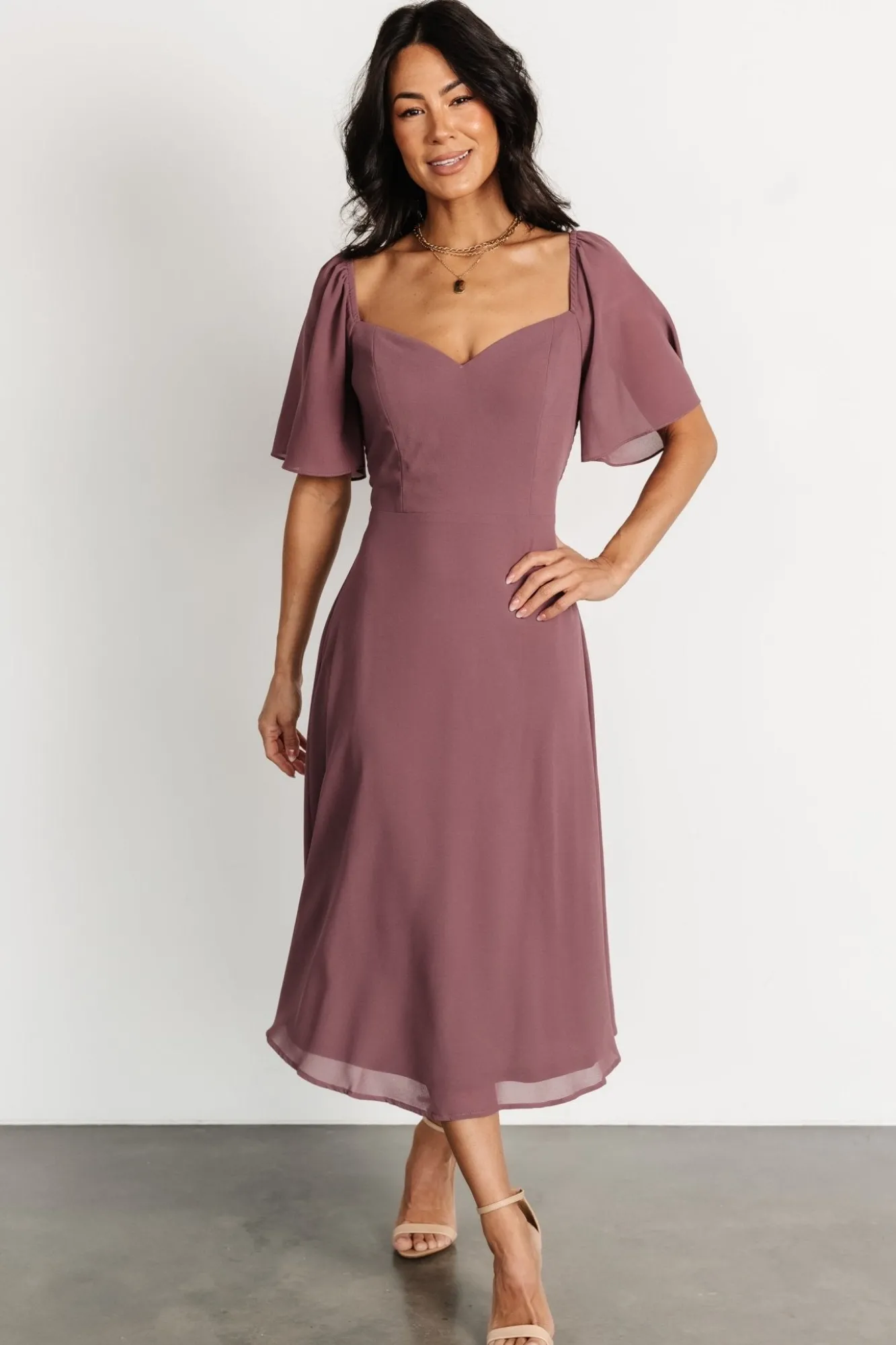 Baltic Born Colette Sweetheart Midi Dress | Vintage Plum